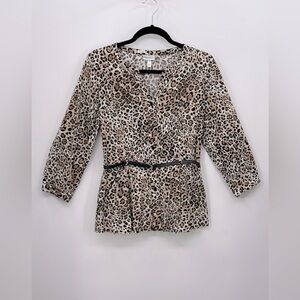HARVE BENARD Leopard Peplum Shirt